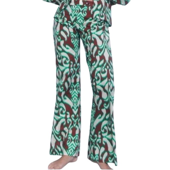 Zara Pants - Zara Geometric Ikat Print Cotton Pants Straight Leg M Artsy Boho Psychedelic